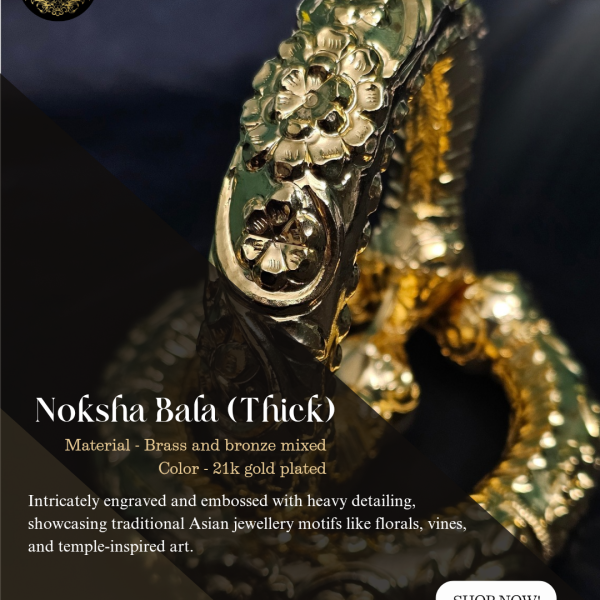 Noksha Bala (Thick) - Metarial ( Brass and Bronze mixed ) & Color - 21k Gold Plated