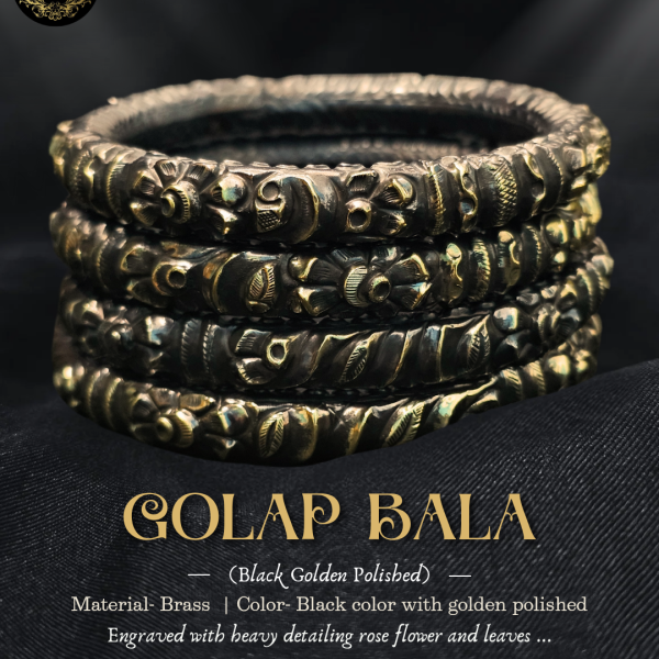 Golap Bala ( Black Golden Polished) - Metarial (Brass) & Color (Black Color with Golden Polished)