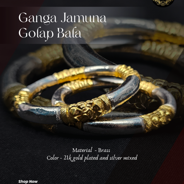 Ganga Jamuna Golap Bala - Metarial (Brass) & Color ( 21k Gold Plated and Silver Mixed)